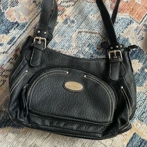 ROSETTI BLACK HANDBAG WITH GOLD ACCENTS